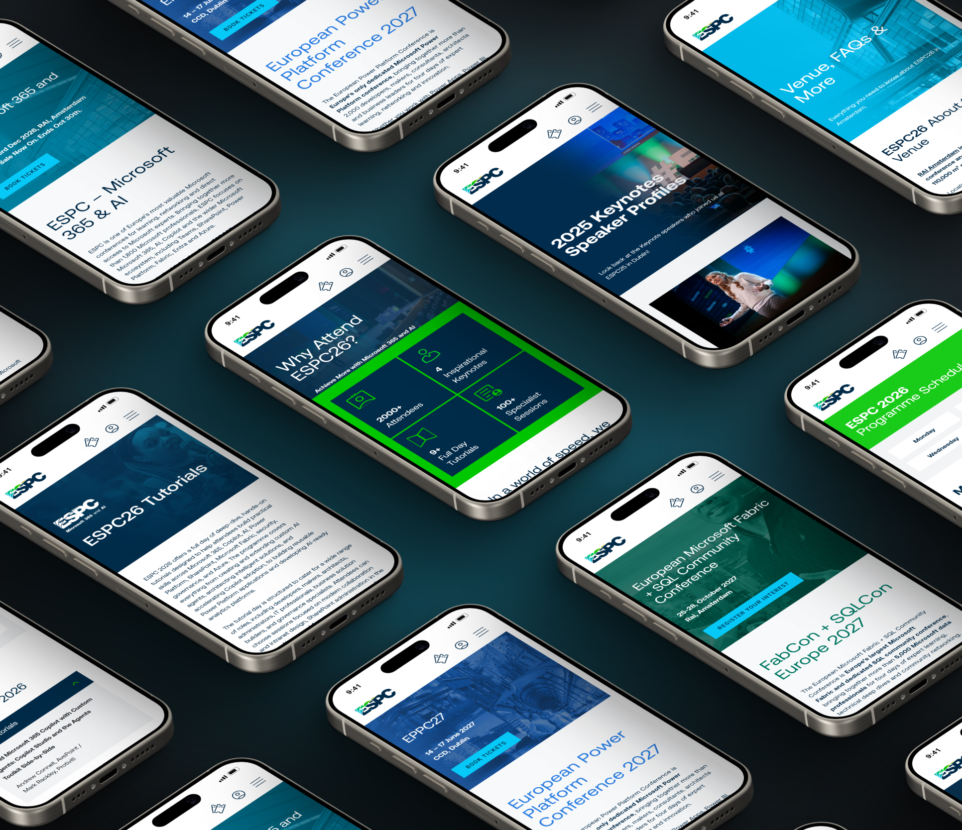 Every conference on mobile — ESPC26, EPPC, FabCon, tutorials and venue.