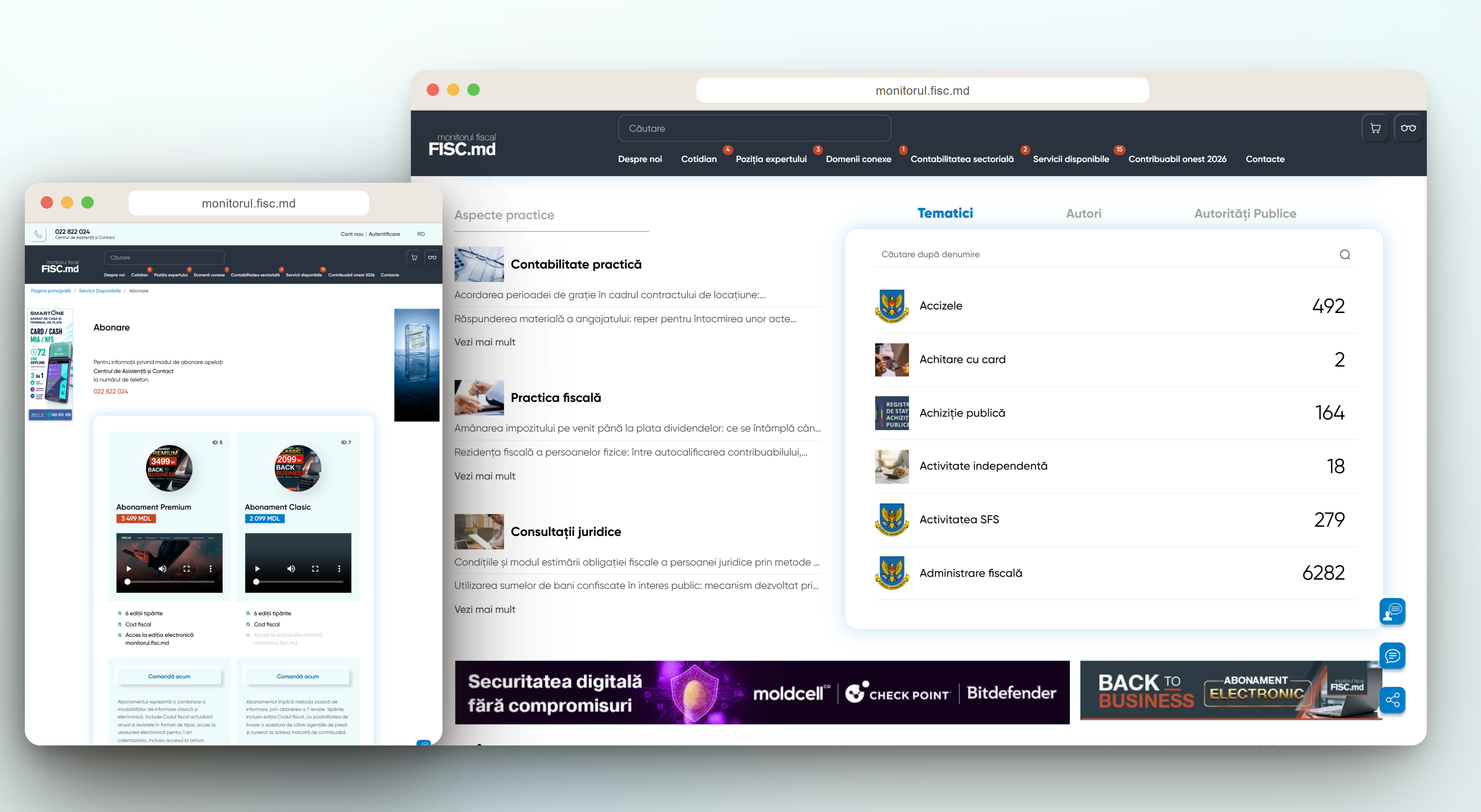 Practical articles and the topic index, next to the subscription plans.