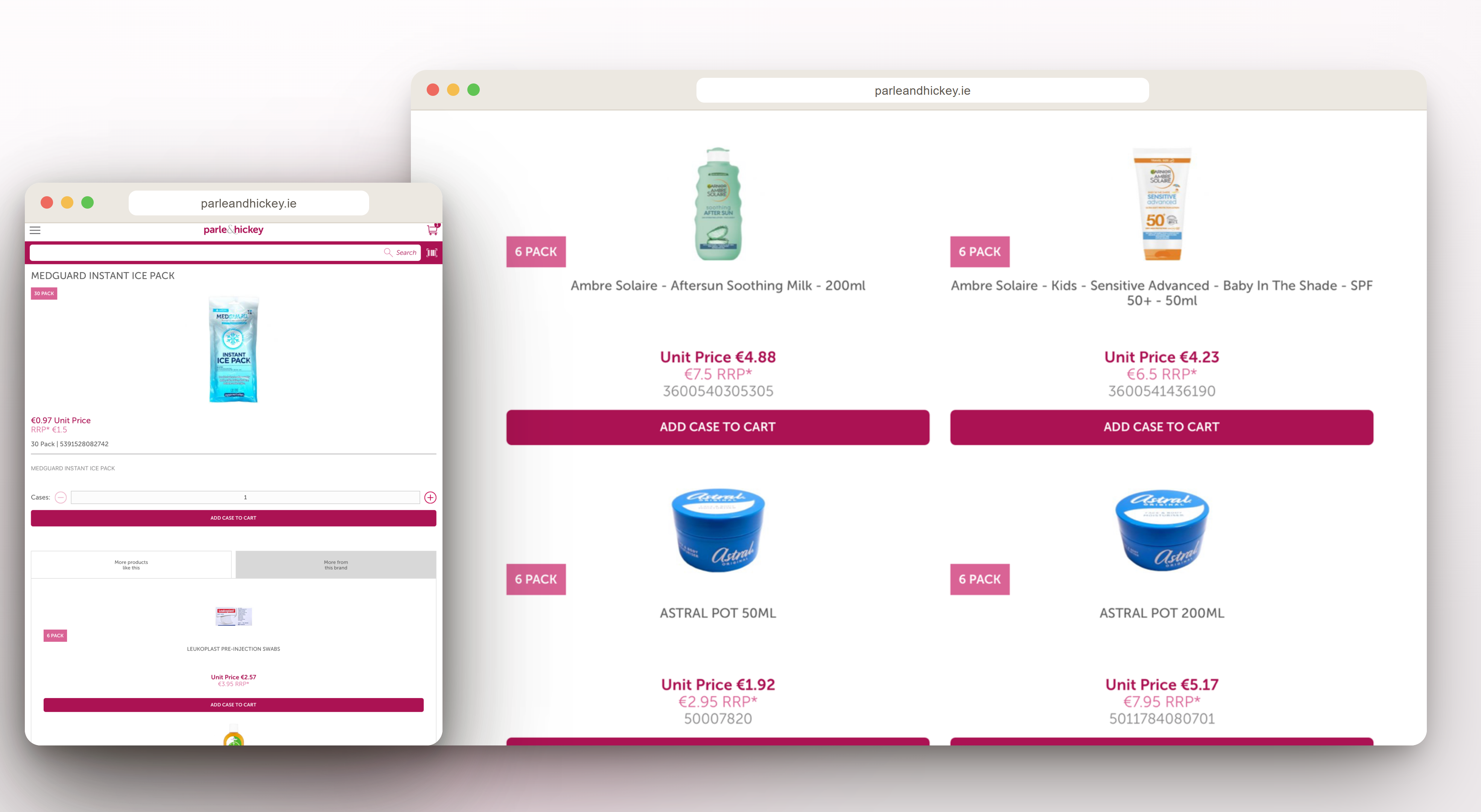 Catalogue: products, images and prices.