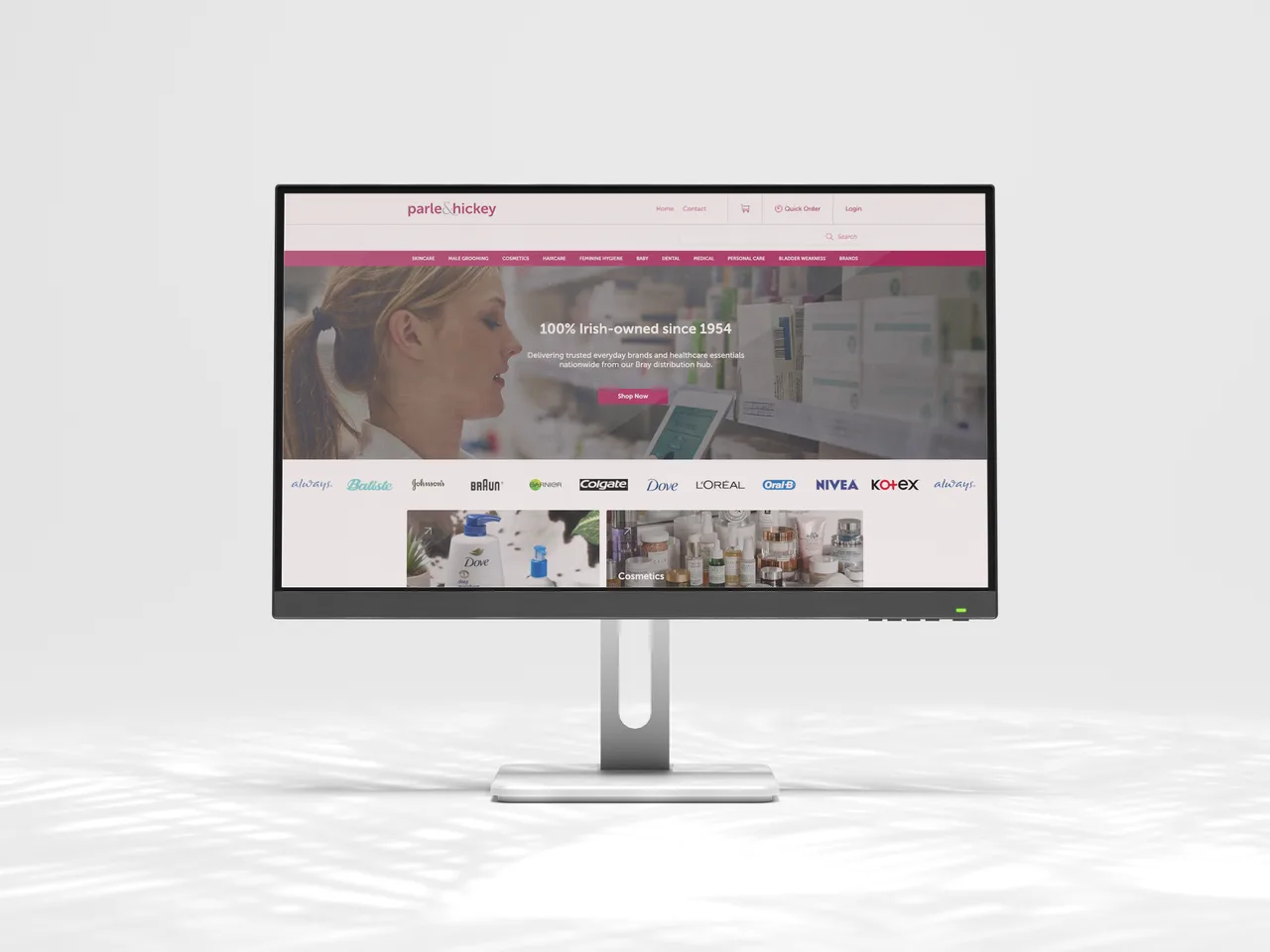 Online store with AI product recommendations on a desktop monitor