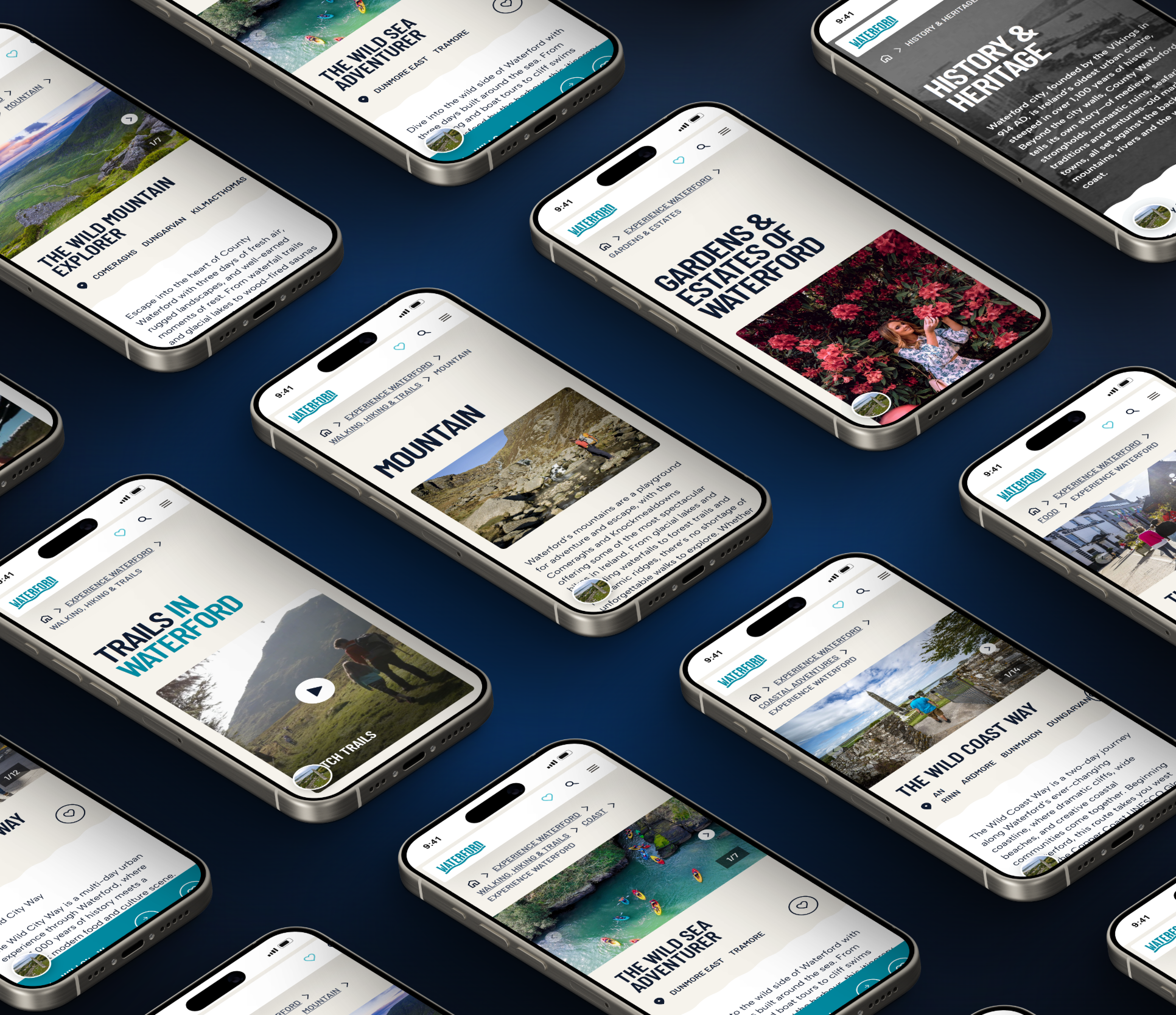 Every side of Waterford on mobile — coast, mountains, city, trails and heritage.