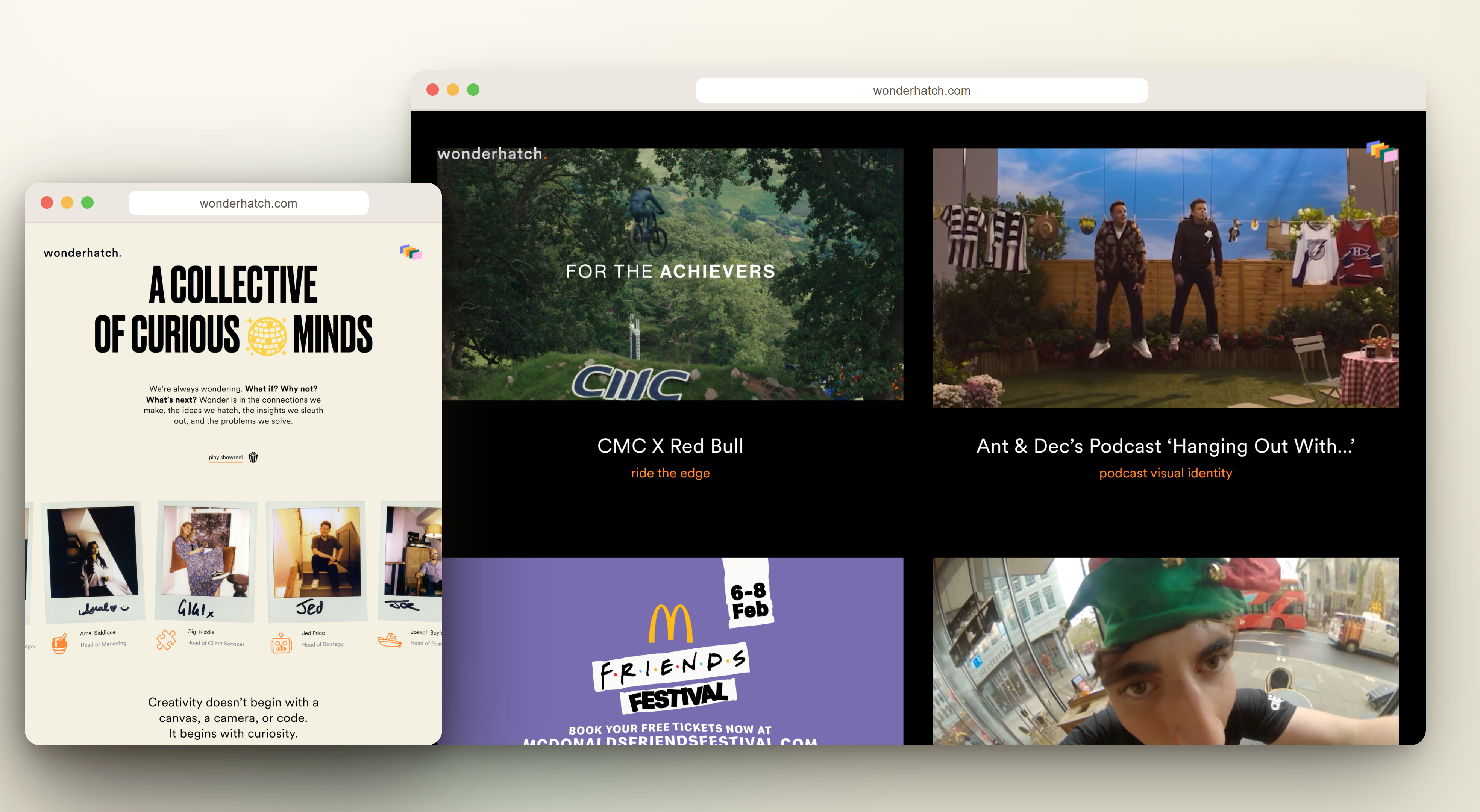 Selected work — CMC x Red Bull, Ant & Dec’s podcast, McDonald’s x Friends and more.